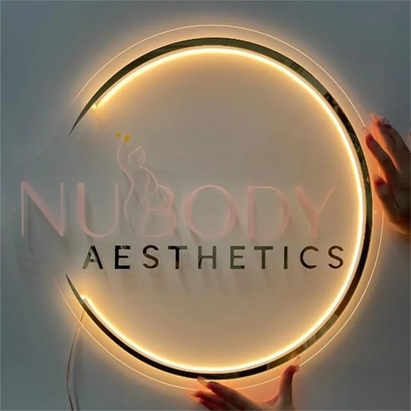 Gold Metal Letters Business Shop Signs 3d Acrylic Logo Custom Led Channel Letters Backlit Sign Store Indoor Wall Advertising