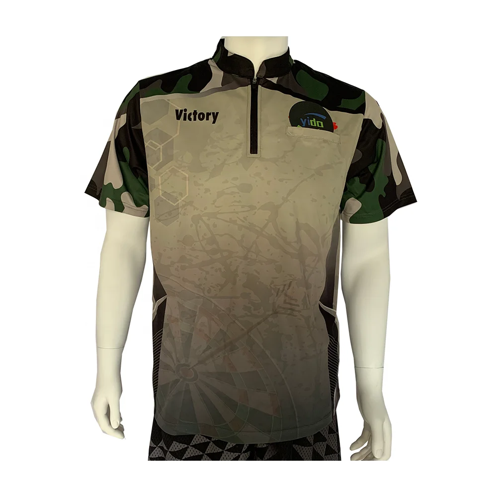 Custom Full Sublimation MOQ 10pcs Dart Shirts Double Top Darts Camo Polo Shirt Short Sleeve