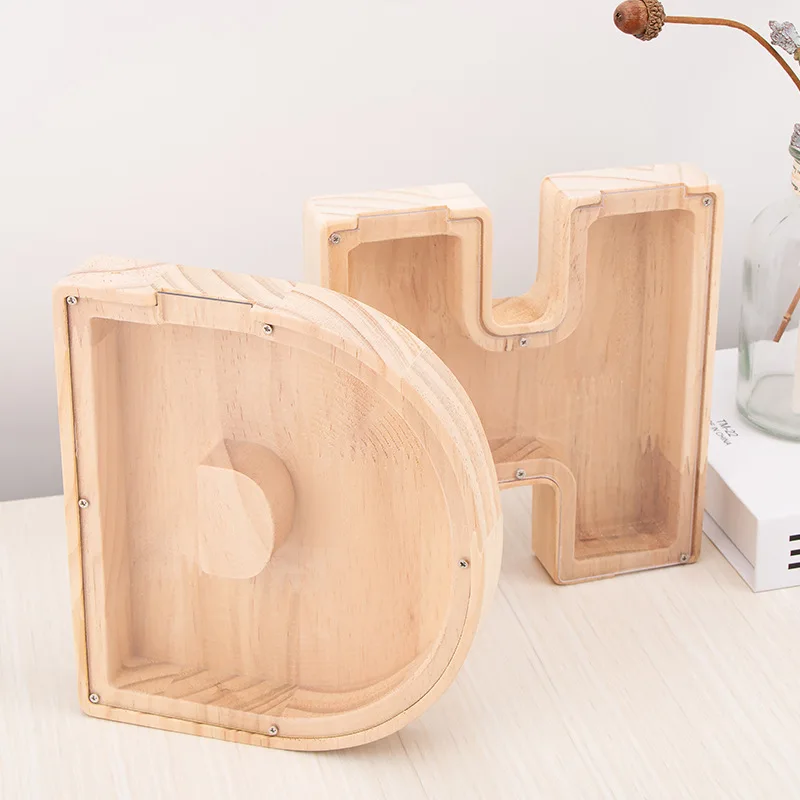 Creative26 Alphabet Wooden Money Box, Suitable for Home Decoration