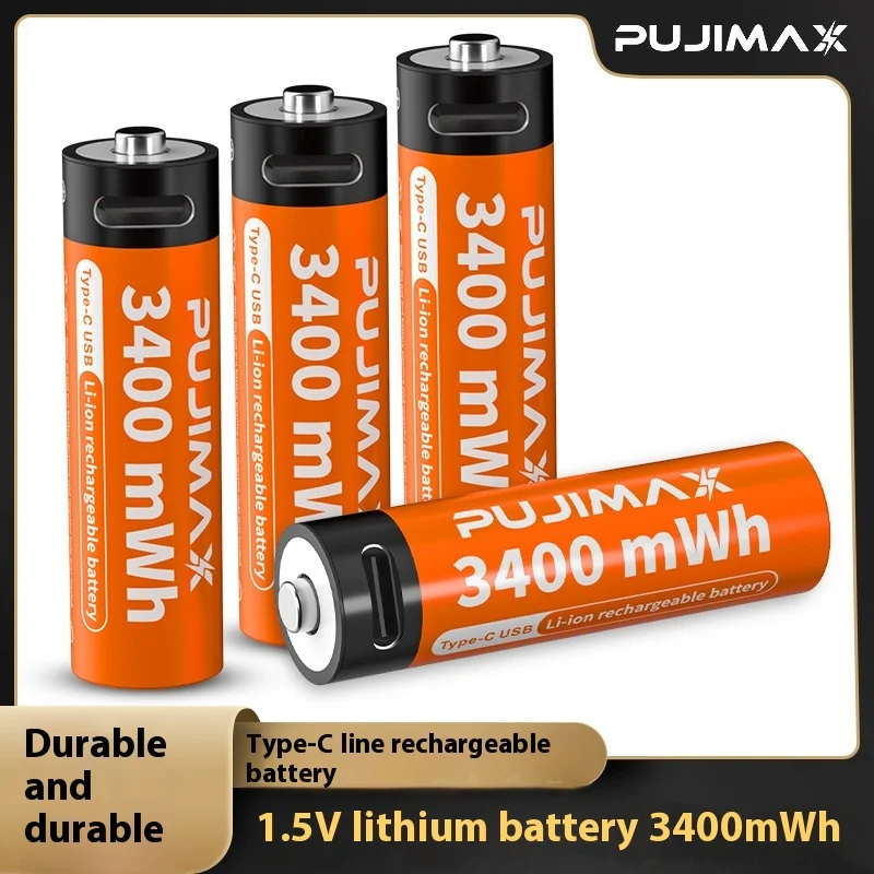 USB Rechargeable 1.5V No. 5 High Capacity Lithium Battery 3400mWh with NCM Anode Material Fingerprint Lock Toy 14500 Storage