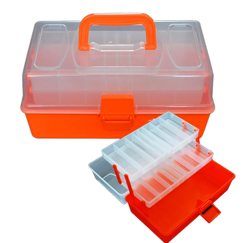 
29*16*13.5cm Plastic double layers waterproof assortment tackle box fishing tool box 