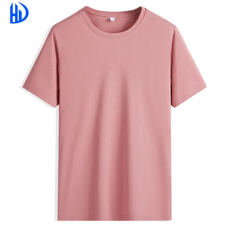 Wholesale summer unisex t shirt ice silk cotton pure white short sleeve breathable thin mercerized cotton T-shirt