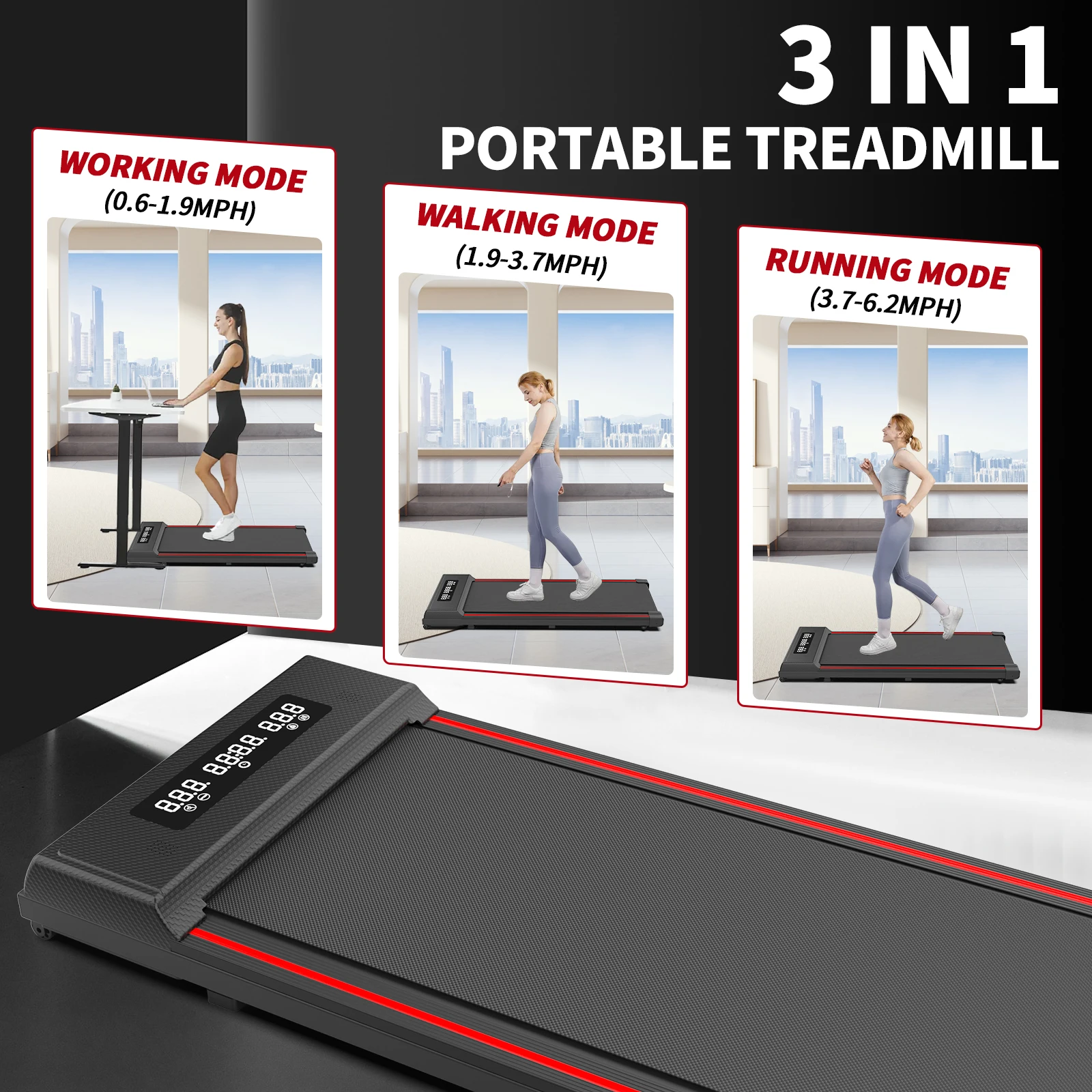 Folding Portable Walking Pad without Handle Mini Under Desk Treadmill Machine Running Fitness Manual Electric GYM  For Home