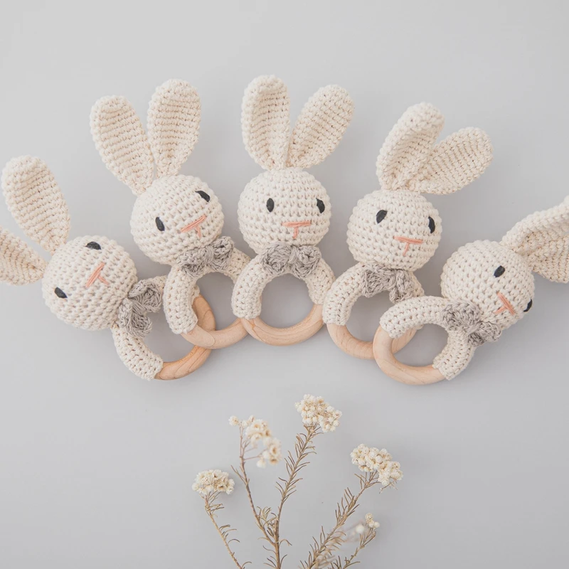 Ручная работа, погремушка, детское деревянное вязаное крючком кольцо для прорезывания зубов, Прорезыватель для зубов