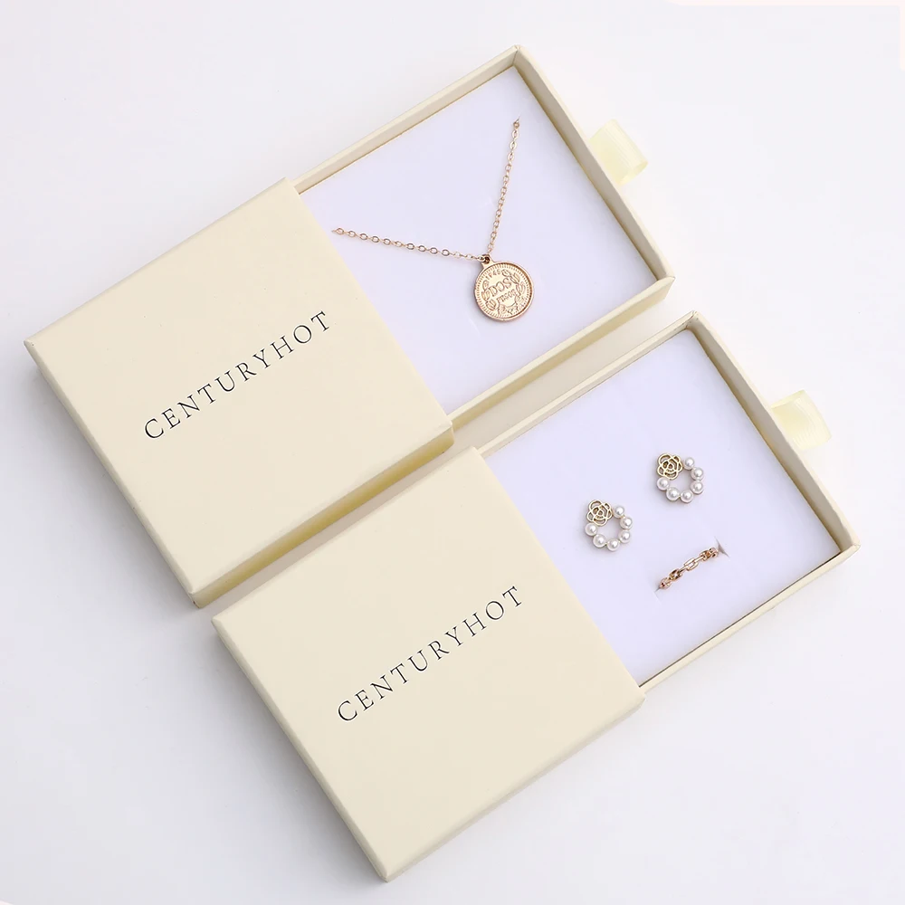 9*9*3,2 см бежевый ожерелье, шкатулка для украшений, Высококачественная бумажная скользящая шкатулка для украшений с логотипом, картонные ящики с логотипом