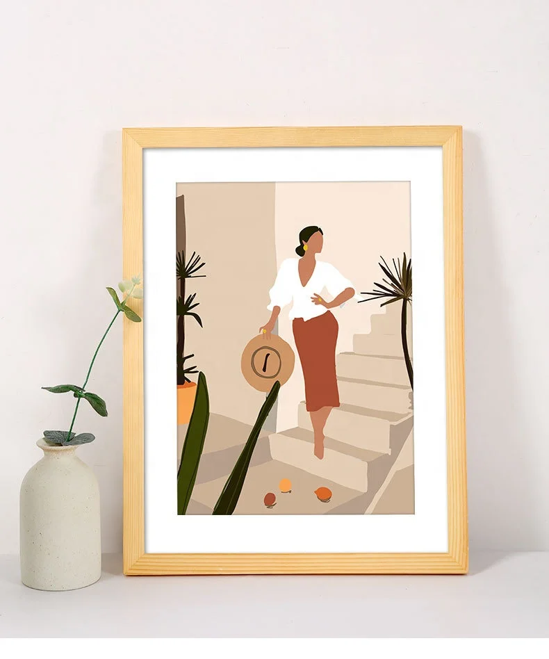 Solid wood photo frame hanging wall picture  mounting A4 art mounting frame  octagonal sketched frame