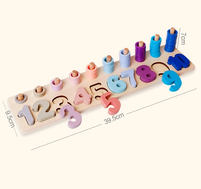 Multifunction Shape Matching Math Board Learning Maths Tool Number Shape Montessori Toys Wooden