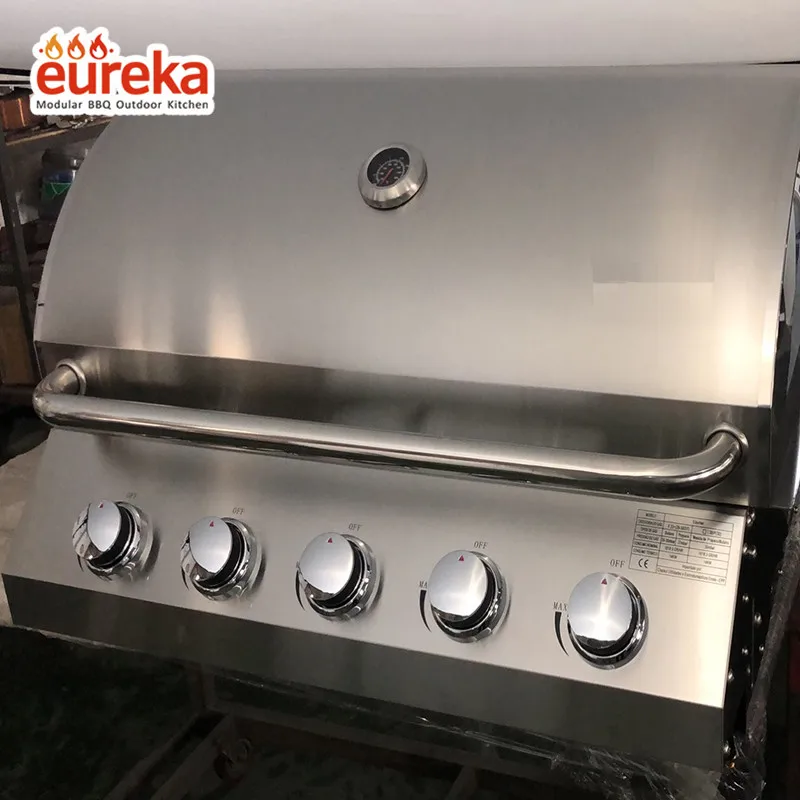 Outdoor BBQ Kitchen Portable 5 Burner Built in Counter Top Stainless Steel Gas Barbecue Grill Portable BBQ Grills