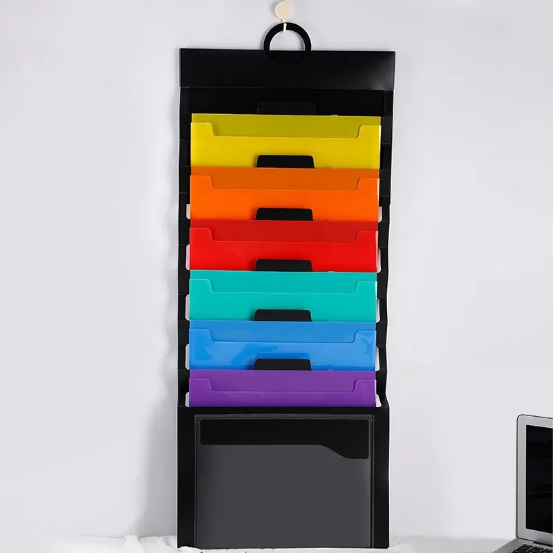 A4 Expanding File Folder 6 Pockets Office Thick Portable Hanging Storage Bag Wall-mounted Colorful Decorative File Folders Paper