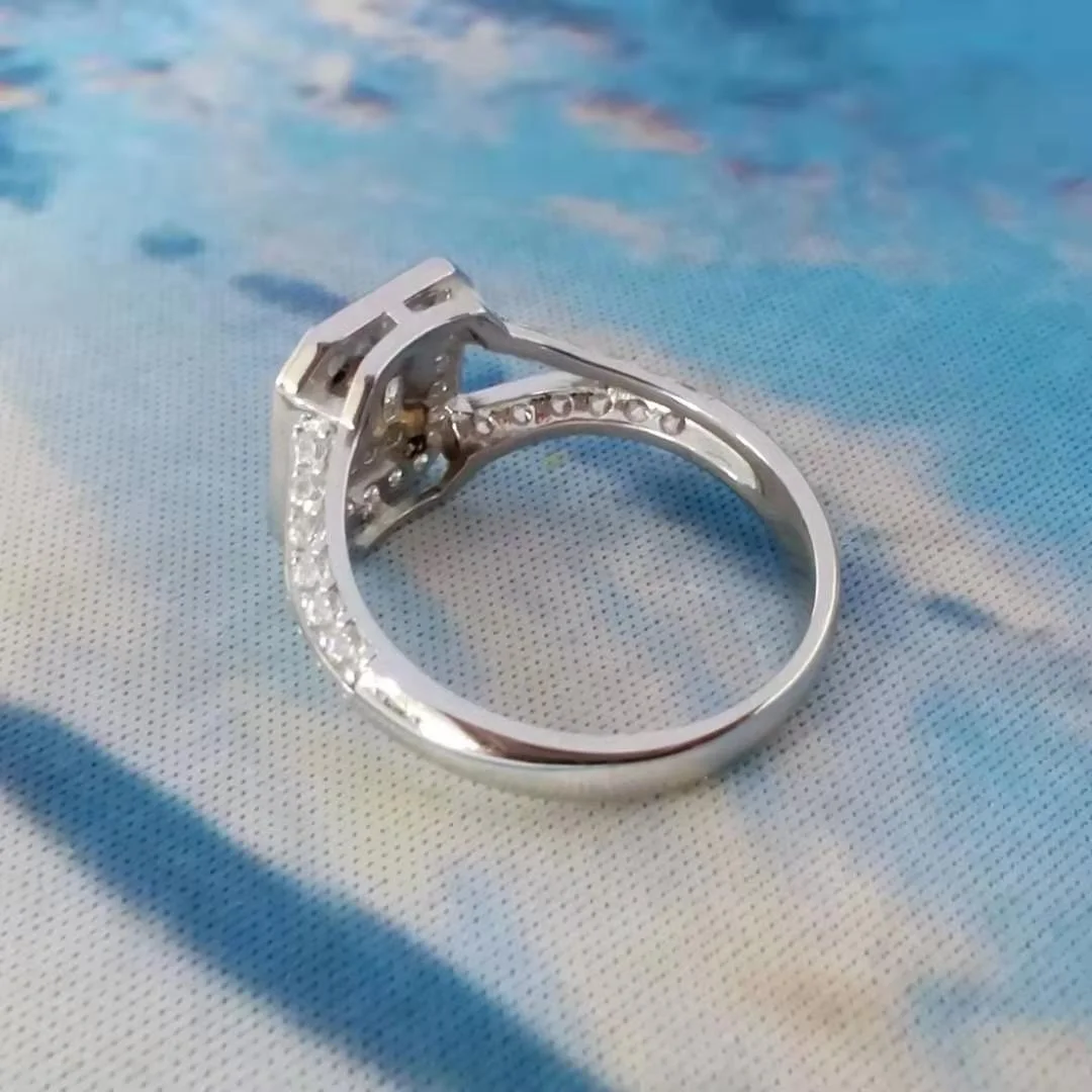 Jewellery South Africa Rectangular Shaped Ring Silver 925 9K Gold Frame Split Shank