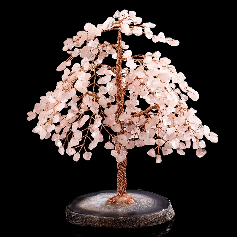 
Wholesale Natural Rose Quartz Stone Natural Citrine Fortune Tree Home Decoration Natural Agate 
