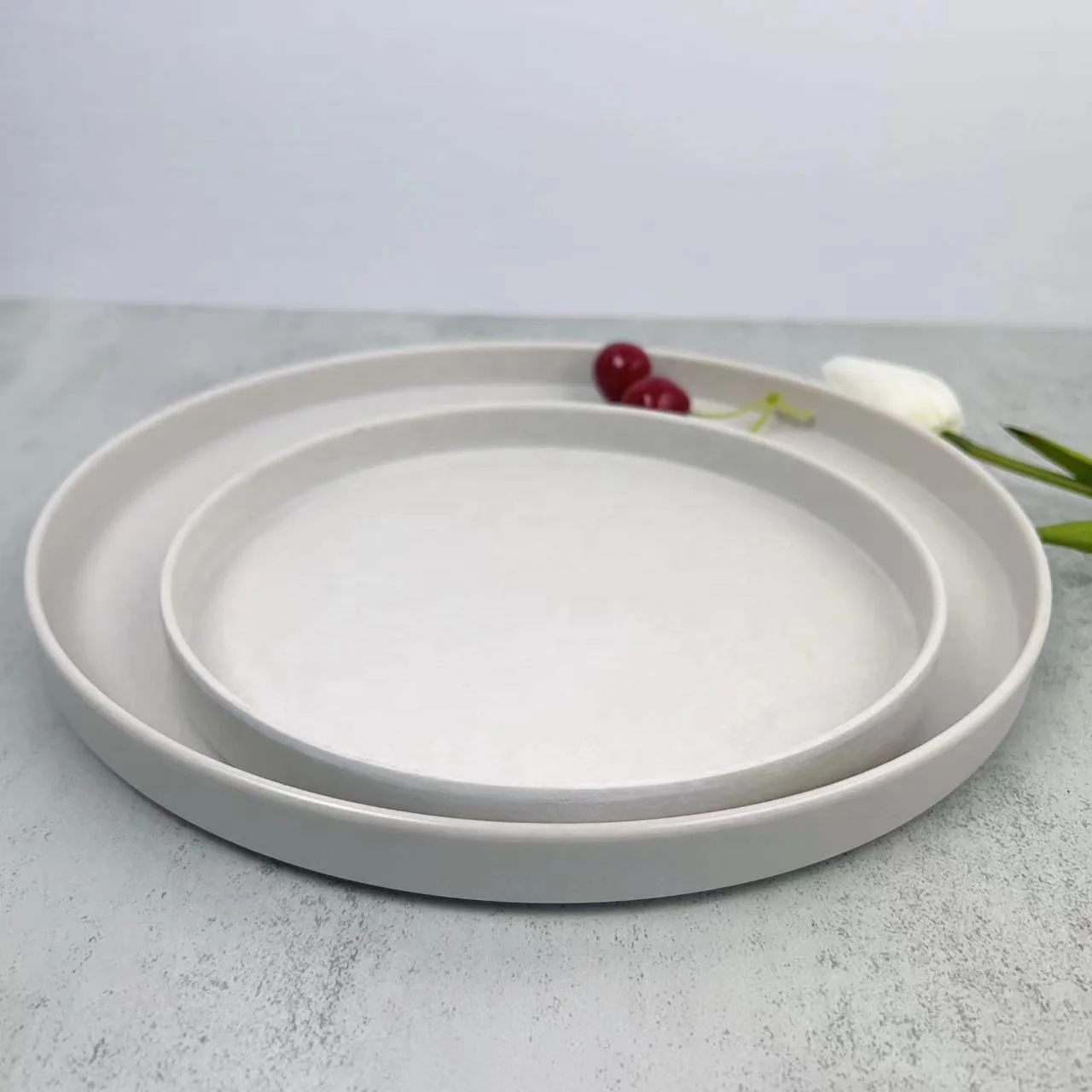 Unbreakable Food Grade Heavy Round Melamine Dinner Frosting Plates Set Dinnerware