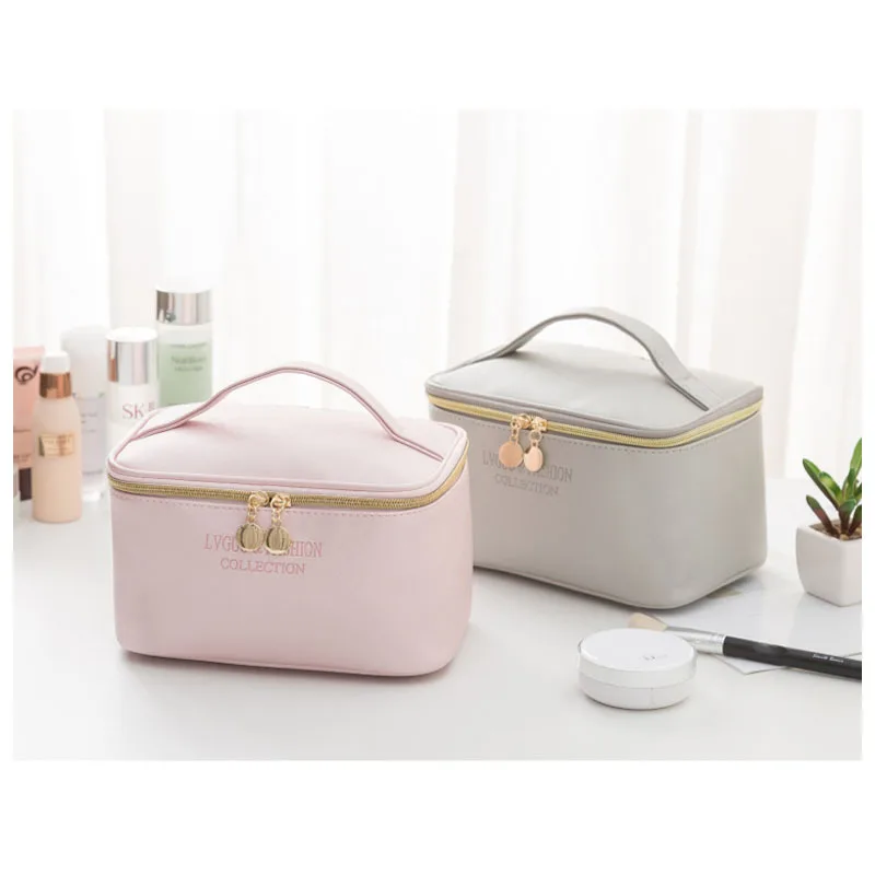 2022 Large Women Cosmetic Bag Organizer Beauty Case PU Leather Waterproof Zipper Make Up Bag Travel Makeup Bag
