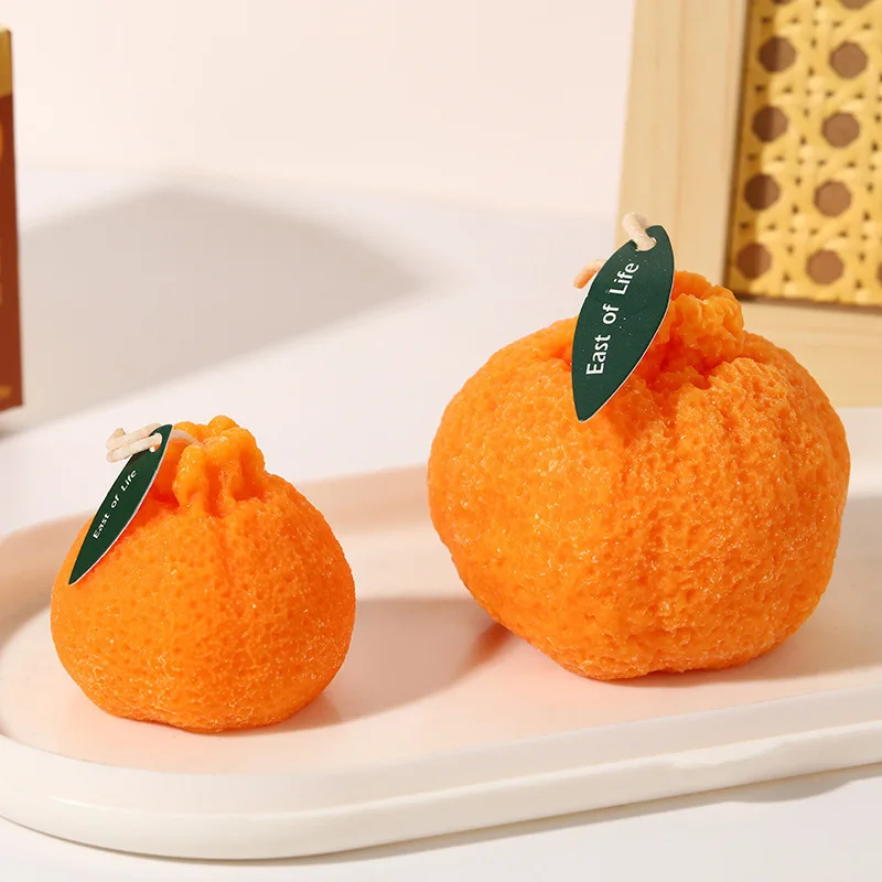 SuXiu OEM wedding ceremony shooting props decoration Creative network red ugly orange scented candle wholesale fruit shape
