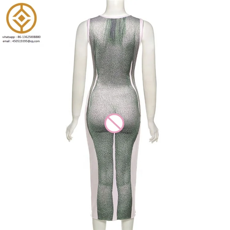 H1D03436  Summer Skinny Fashion Naked Print Club Dresses 2024 Casual Dresses  Women