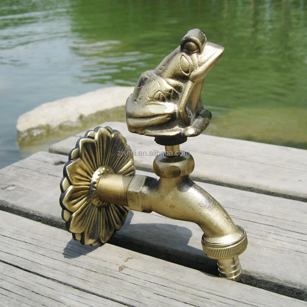 X5685 Brass Material Antique And Bronze Color Artistic Animal Frog Shape Of Garden Bib Tap