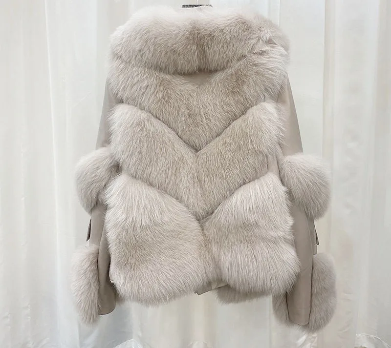 Dropshipping Products 2023 Winter fox Fur Down Jacket Cotton Casual Fur Coat Loose High Quality Outwear Coats for Women