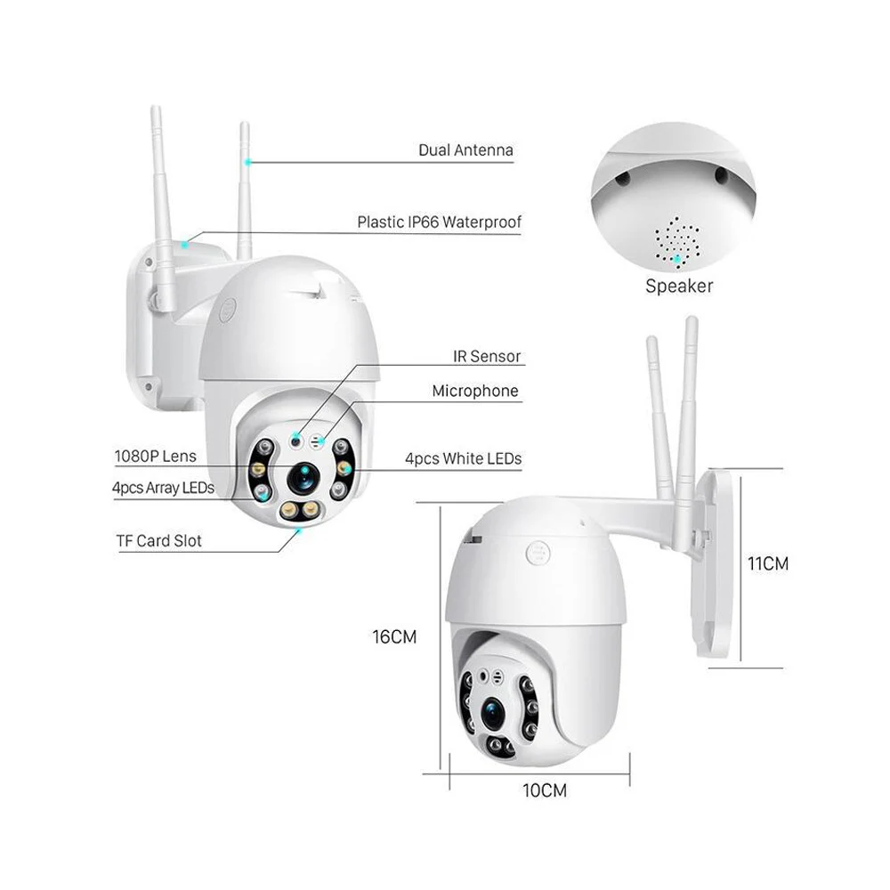1080P Outdoor 4x Zoom HD Home Video CCTV Surveillance Wireless WiFi Security IP Camera PTZ Dome Night Vision