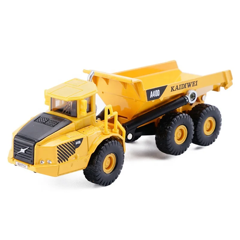 KDW 628701 Kids Diecast Alloy Dump Truck Toy 1/87 Scale Metal Mini Dumping Construction Truck Model Vehicles For Gifts