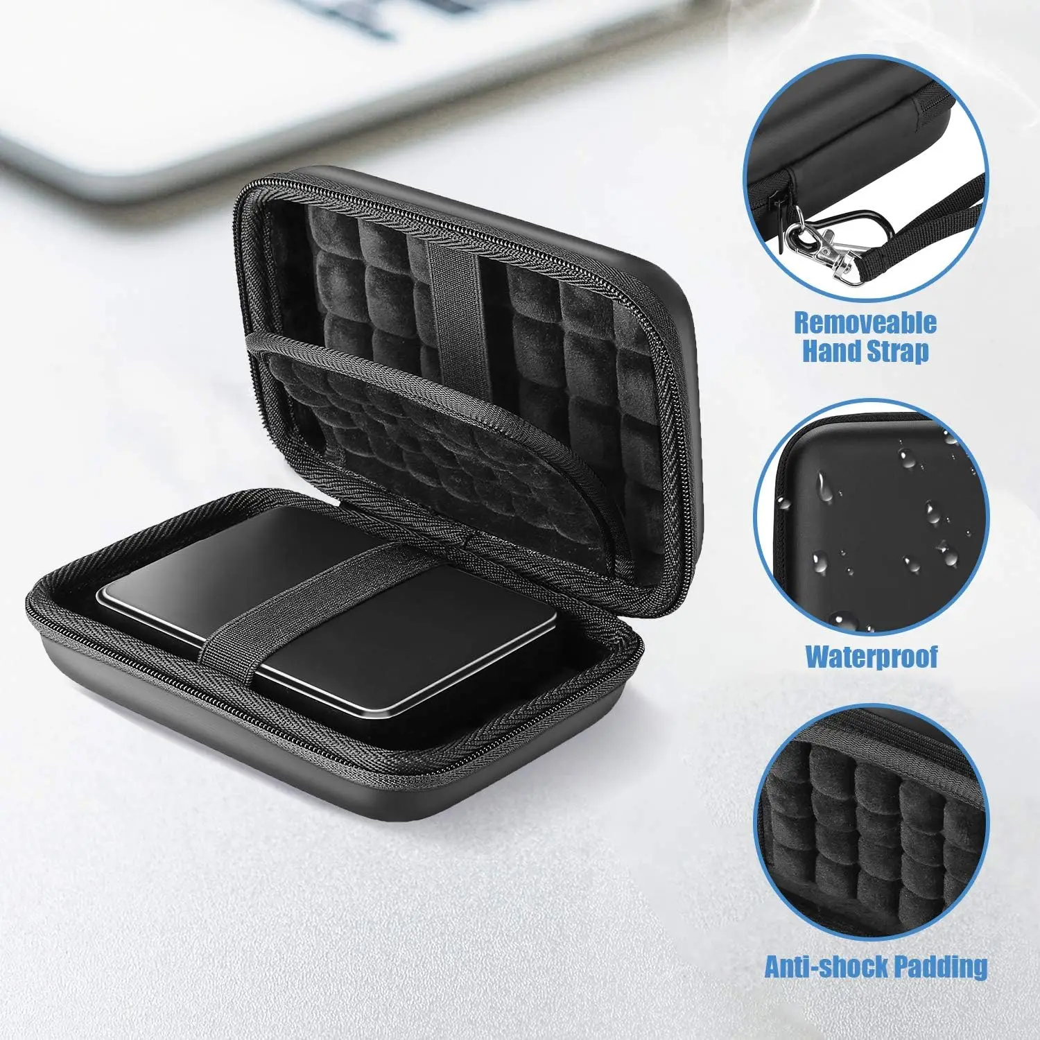 Custom Logo Shockproof Portable External Hard Disk Case 3.0 3.5 SSD Casing Waterproof EVA WD HDD Hard Drive Storage Case & Bags