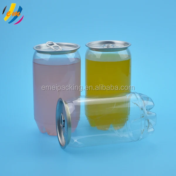 Hot sale  in stock 250 ml 350 ml  500 ml  650 ml custom printing logo plastic  transparent soda can