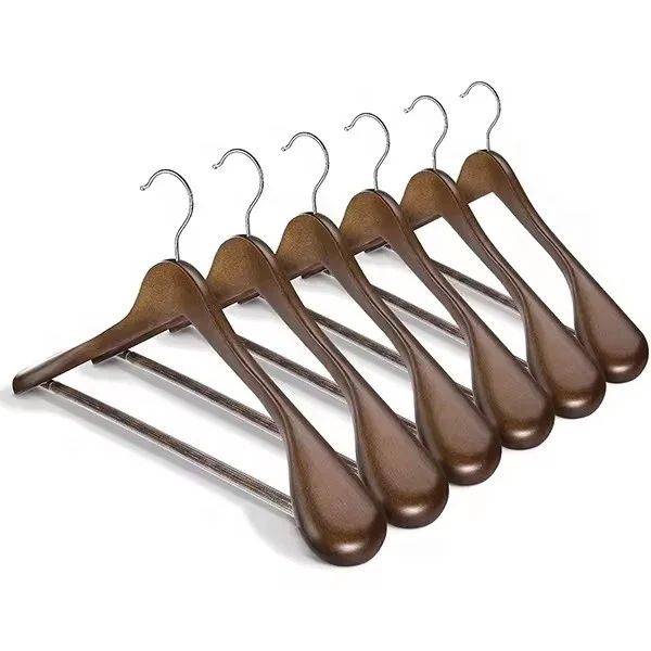 Customized 360-Degree Rotatable Hook Garment Suit Coat Hanger Non-Slip Wooden Shoulder Hangers for Pants & Jackets