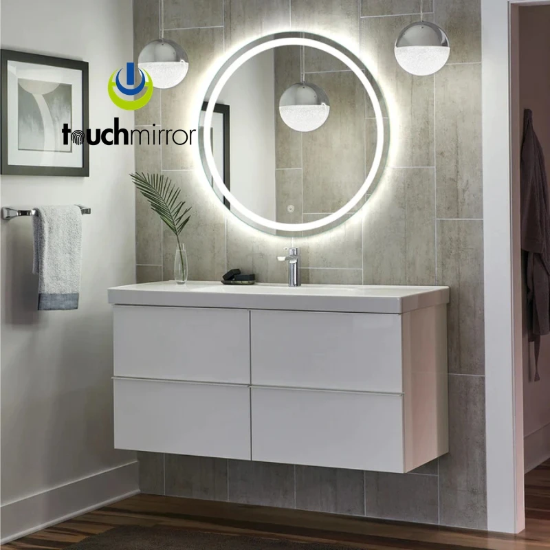 Customized Home Wall Decoration Anti-fog Frameless Led Mirror With Touch Sensor