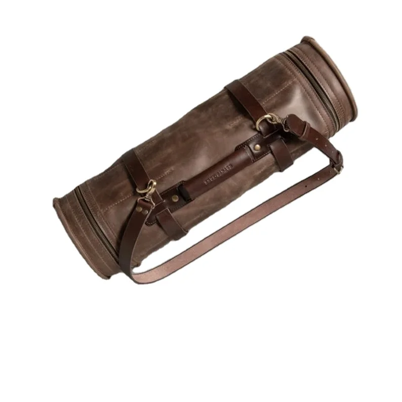 Home bar accessory Cocktail tools bag brown black PU Leather bartender roll bag Barman bag Portable bar kit Bar cart accessory