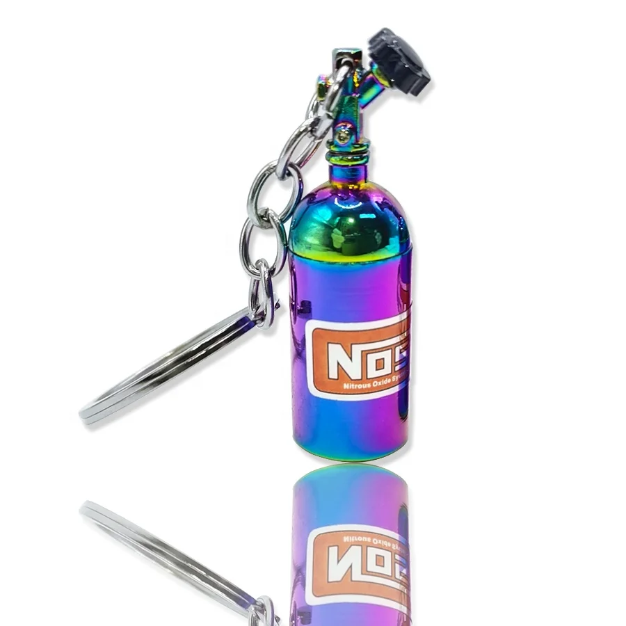 best-selling fashion color nitrous oxide metal nos keychain simulation mini NOS bottle keychain
