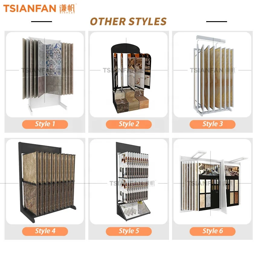 Factory Metal Page Turn Holder Marble Quartz Ceramic Showroom Stone Stand Wooden Sample Page Turning Floor Tile Display Rack