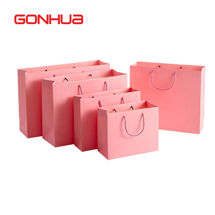 GONHUA wholesale custom takeaway printed bag cardboard luxury gift handle white black brown packaging shopping kraft paper bags