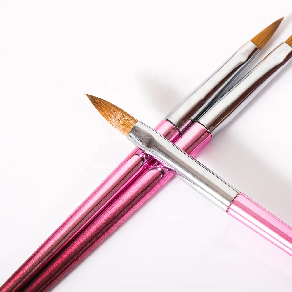 High Quality Animal 100% Kolinsky Acrylic Nails Brush Acrylic Nail Art Liner Gradient Brushes Custom Nail Cleaning Brush