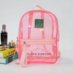 Wholesale Promotional Custom Logo  Pink Transparent Pvc Backpack Cute Girls School Bags