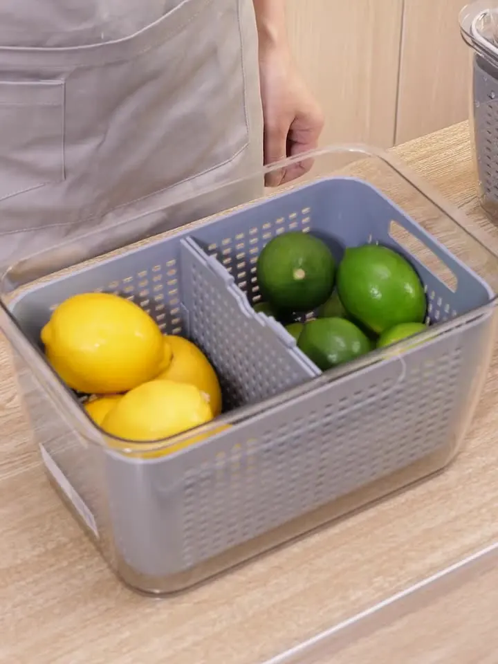 Fridge Organizer Container Set Keep Vegetables Fresh, Three Sizes Container Plastic Food Box Pantry Storage Organizer with Lid