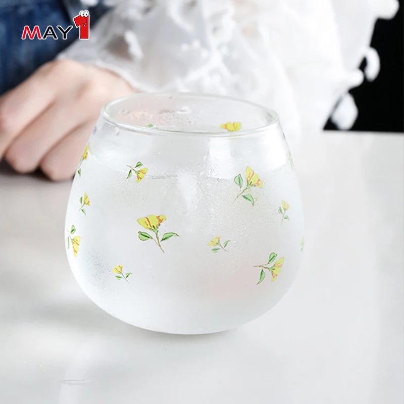 customization logo transparent borosilicate glass lemonade juice coffee cup