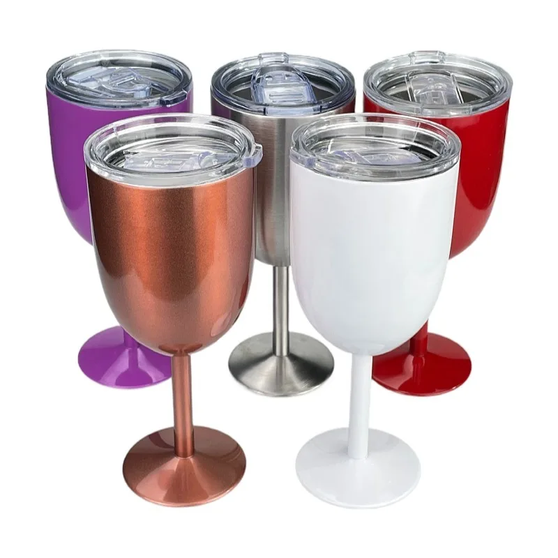 10oz stainless steel vacuum insulate keep wine cold red wine champagne cup goblet wine tumbler