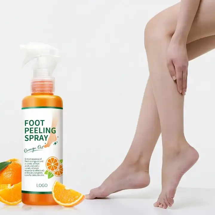 Private Label foot skin care Remove Dead Skin Foot Moisturizing Hydrating Nourish Peel green tea Orange Oil Foot Peeling Spray