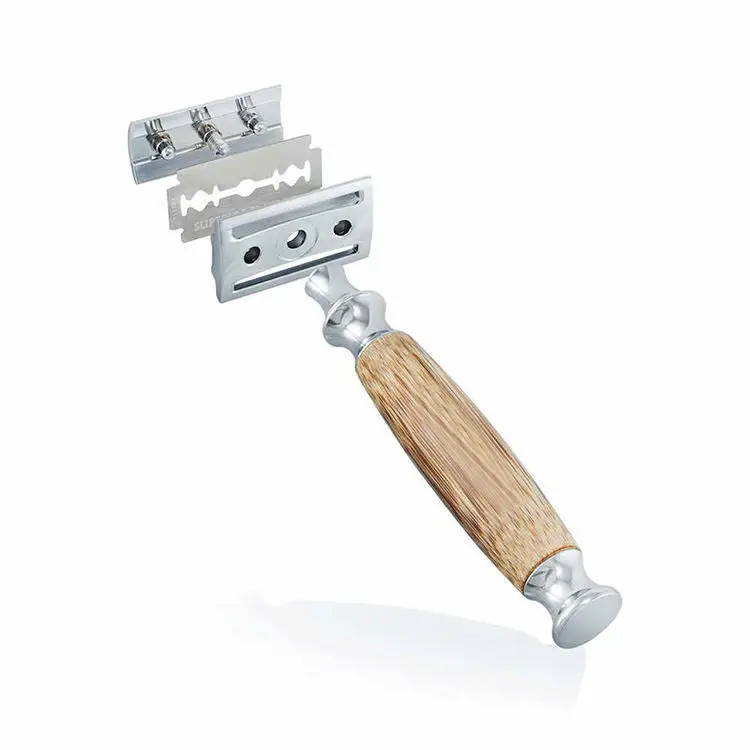 Customized logo bamboo razor with engraving logo Bamboo Wood Handle Shaving Safety Razor Double Edge Safety Razor
