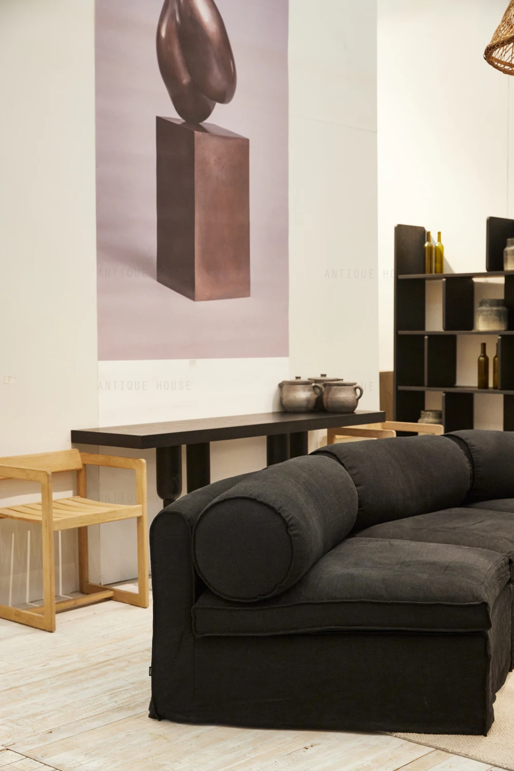 Modern minimalist living room furniture set single black sofa comfortable modular sofa 100% linen fabric