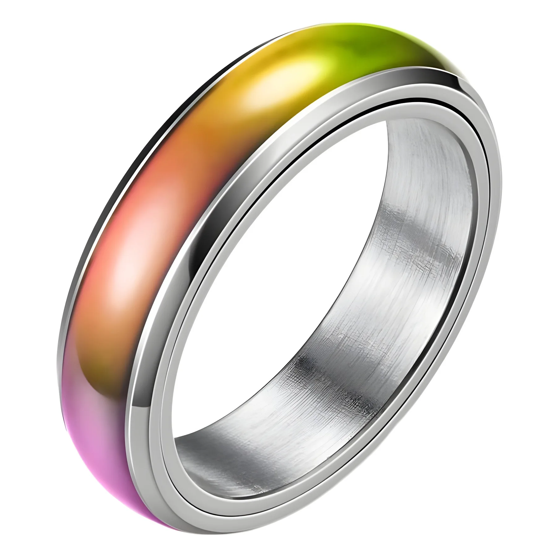 New 6mm 18K Gold Plated Stainless Steel Temperature Sensitive Glaze Changing Color Rotatable Mood Rings For Men Women Couple