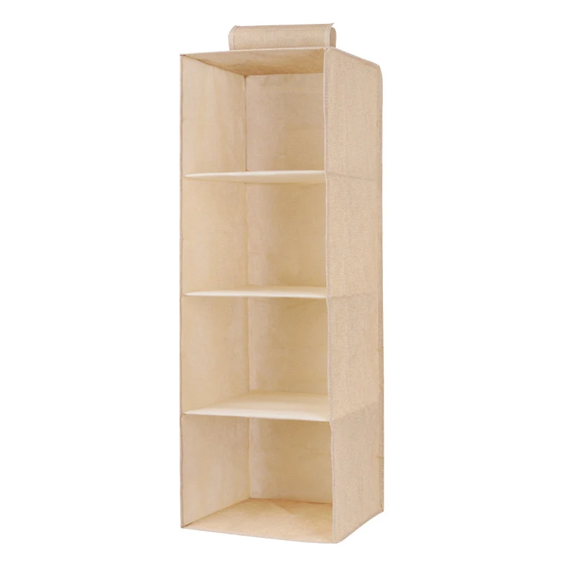 Hanging Cotton And Linen With PP Board Wardrobe Storage Box Bag Sundries Clothes Savings Foldable Multilayer Closet Hanging Bag