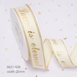 Gold Grosgrain Custom Gift Black Satin Ribbon With Logo Eid Mubarak Wedding Decoration
