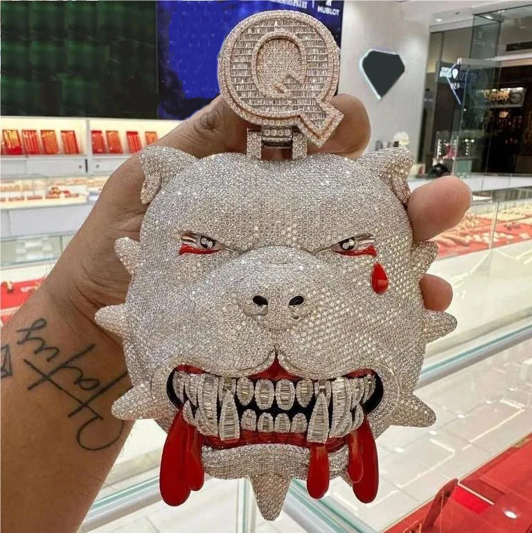 Jewelry Manufacturer Iced Out 3D Animal Custom Pendant 925 Sterling Silver VVS Moissanite Diamond Hip Hop Men Necklace