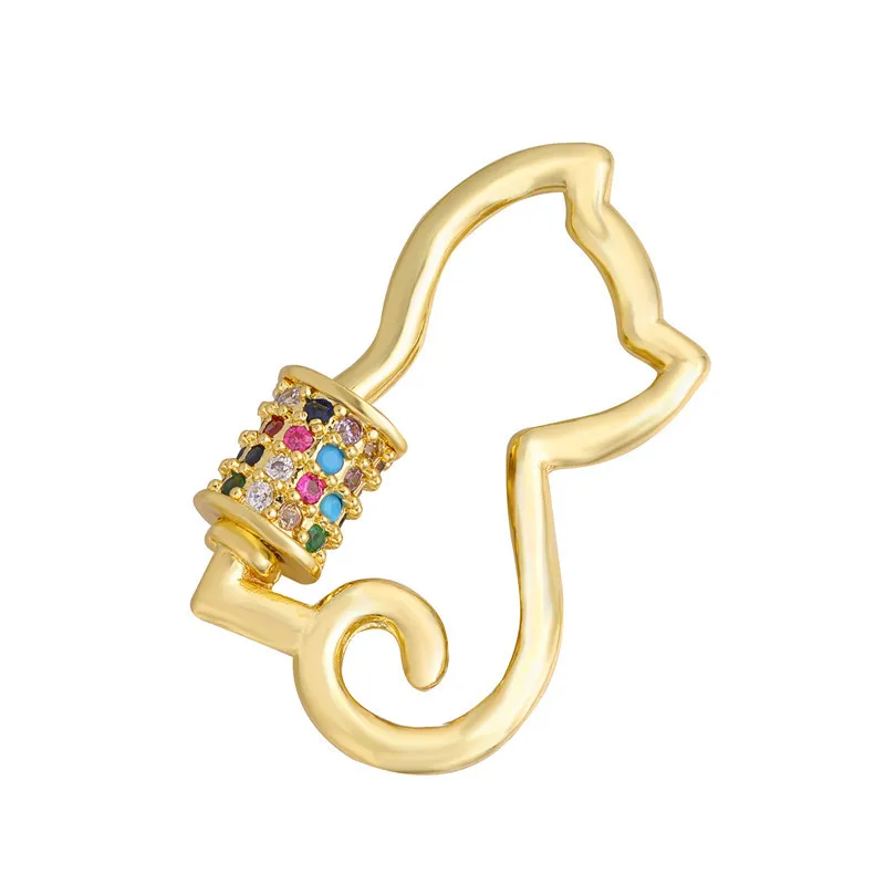 Glossy Copper Micro Inlaid Zircon Universal All-match Screw Carabiner Clasp For Necklace Making Diy Ornament Accessories