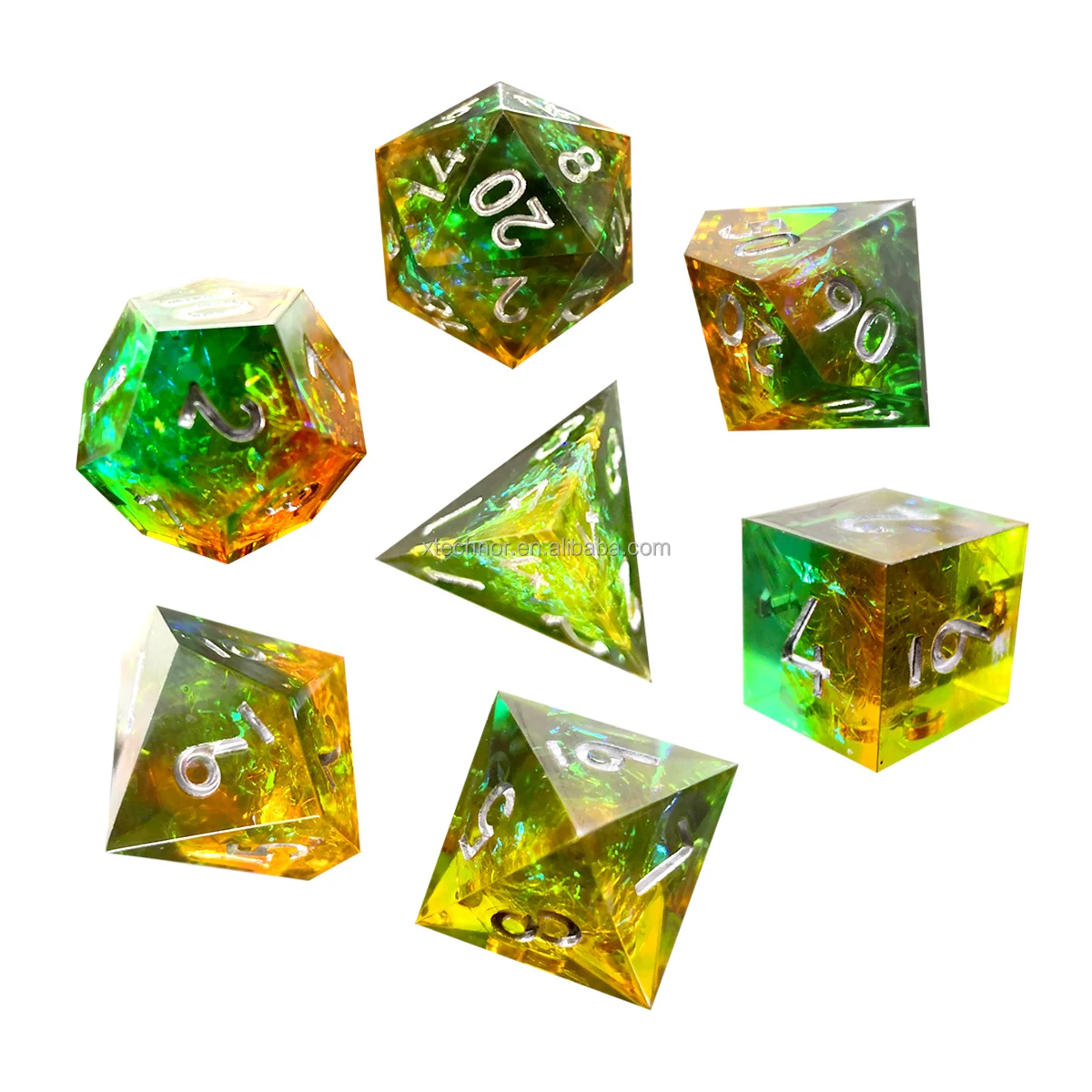 Green Forest Design With Silvery Color DND Dice Set Dungeons and Dragons DND Role Playing Games