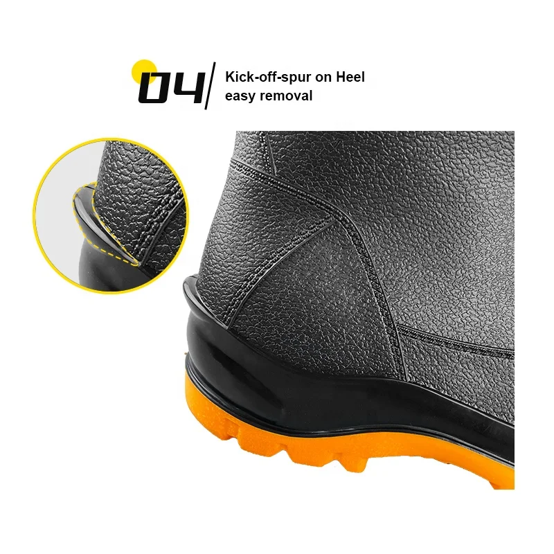 2024 New Style Workshop Men Safety Shoes Rain Boots Chemical Resistant Steel Toe Steel Mid-calf Rubber PVC Midsole Low Cut 24cm