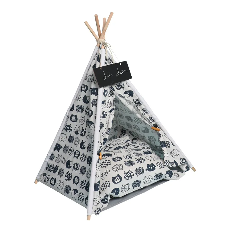 Breathable Tepee Frame Travel Hous Cave Bed Indoor Tent Pet Large Tower Wood Cat Dog House