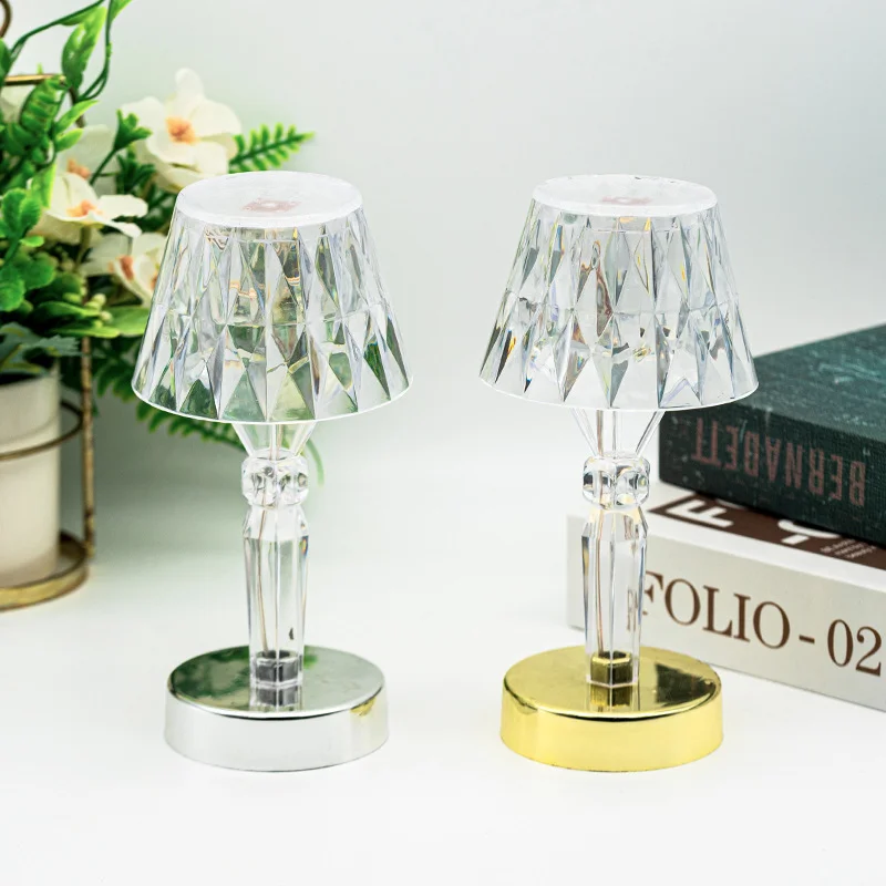 New Arrival Cheap Led Battery Crystal Night Light Rechargeable Bedroom Wedding Decorative Mini Table Lamp