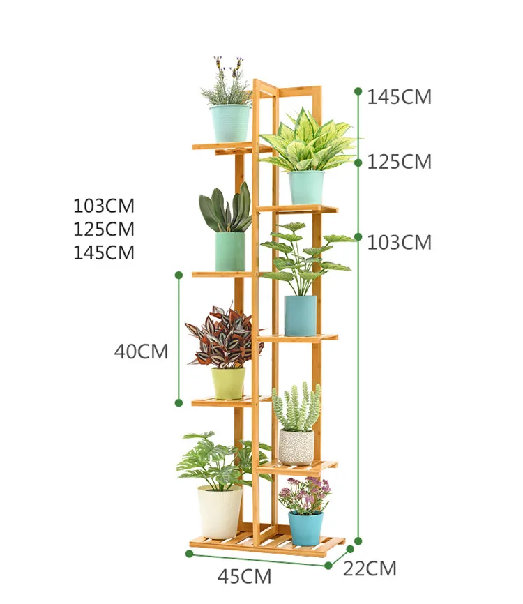 multi-level indoor balcony green porridge solid wood living room floor-standing  Flower shelf storage