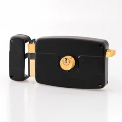 Ouzen Heavy Duty Black Alloy Steel and Brass Deadbolt Double Cylinder Rim Lock
